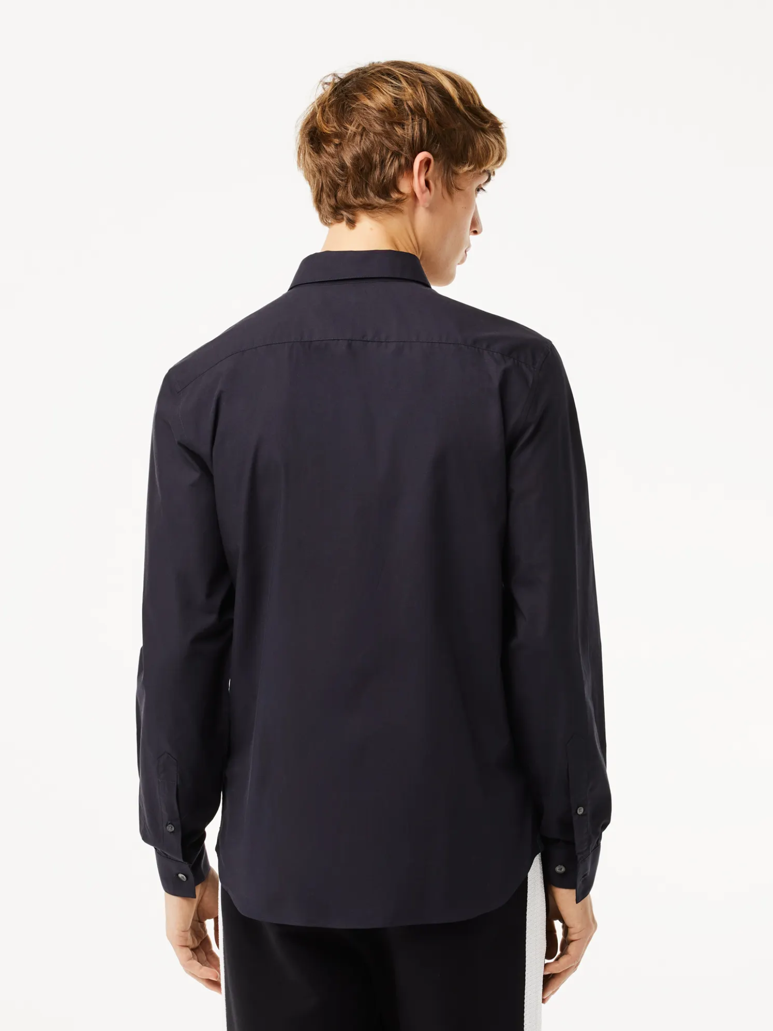 LACOSTE Slim Fit Stretch Cotton Poplin Shirt Navy