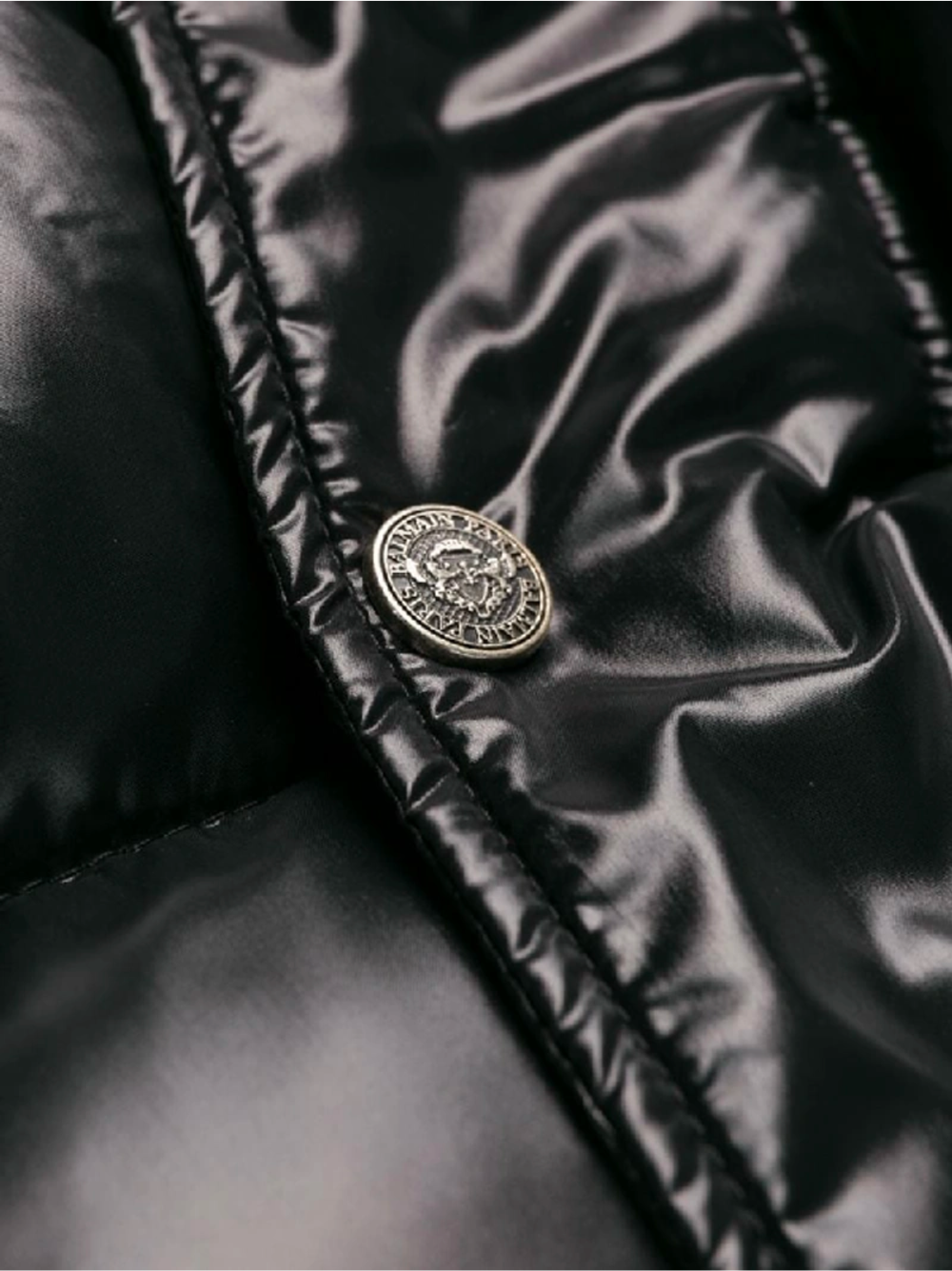 BALMAIN Fur Collar Down Coat Black