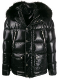 BALMAIN Fur Collar Down Coat Black