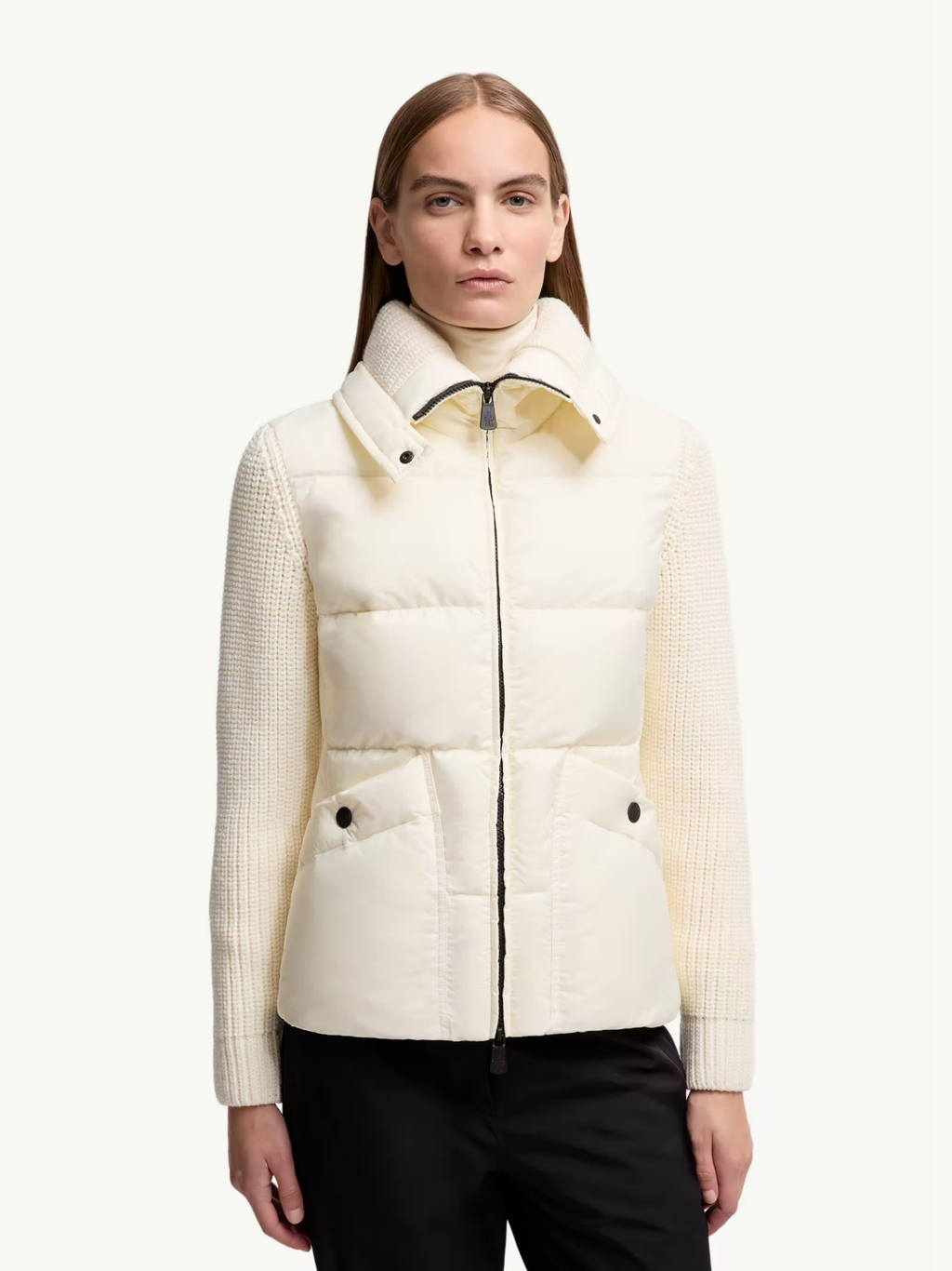 MONCLER GRENOBLE WOMEN Padded Wool Zip-Up Cardigan White