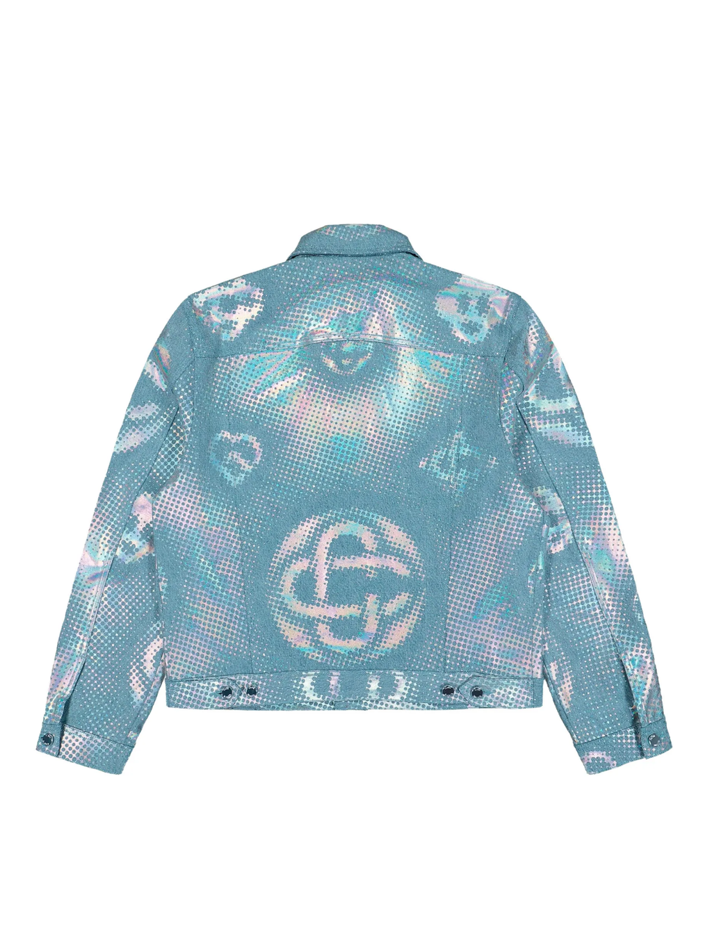 CASABLANCA Pearlescent Monogram Denim Jacket Blue