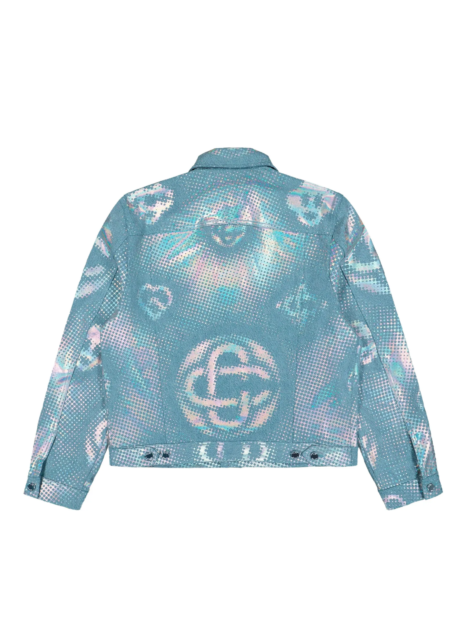CASABLANCA Pearlescent Monogram Denim Jacket Blue