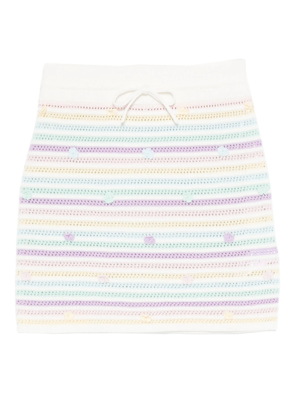 CASABLANCA WOMEN Flower Stripe Cotton Crochet Skirt White/Multicolour