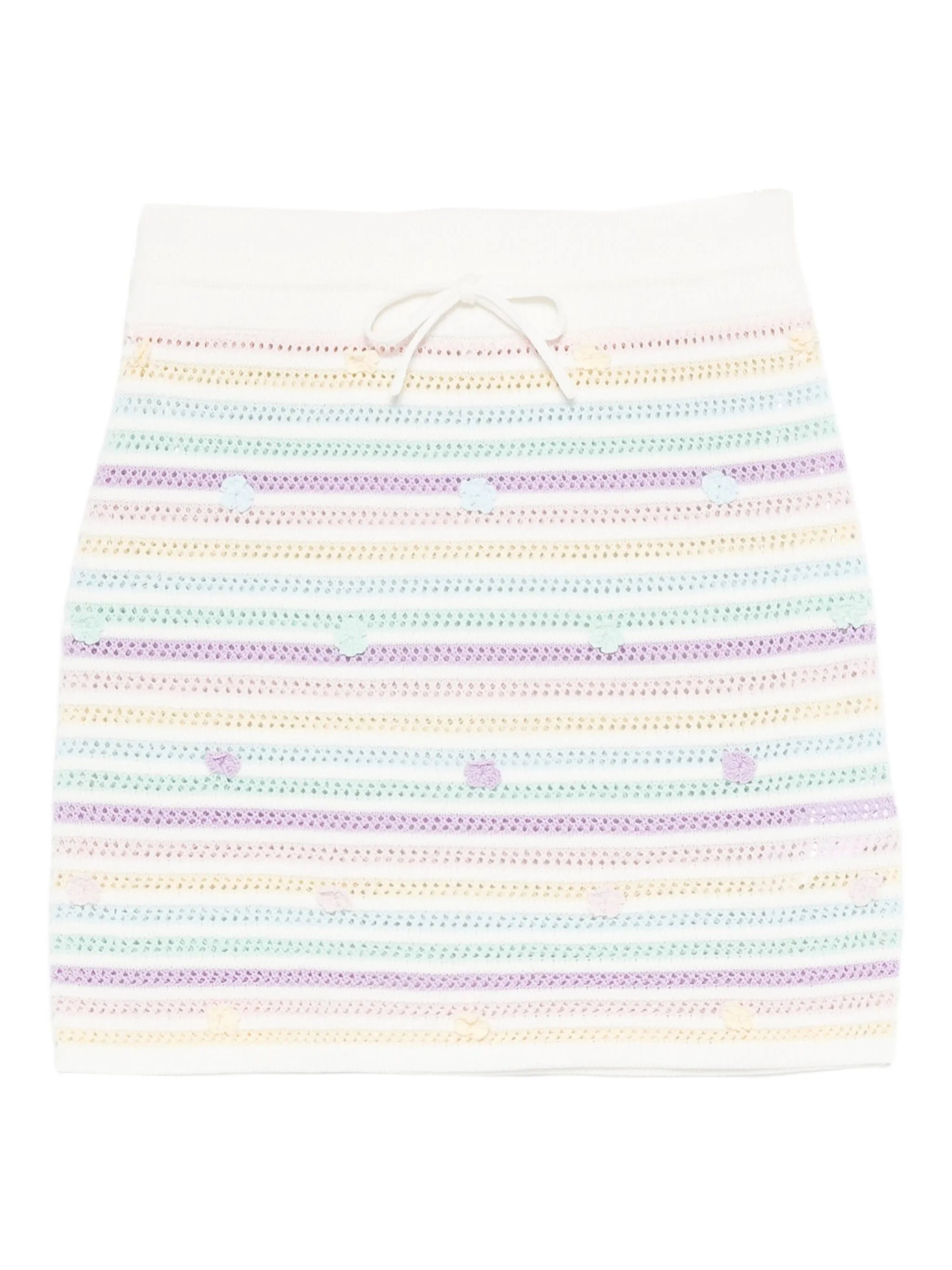 CASABLANCA WOMEN Flower Stripe Cotton Crochet Skirt White/Multicolour