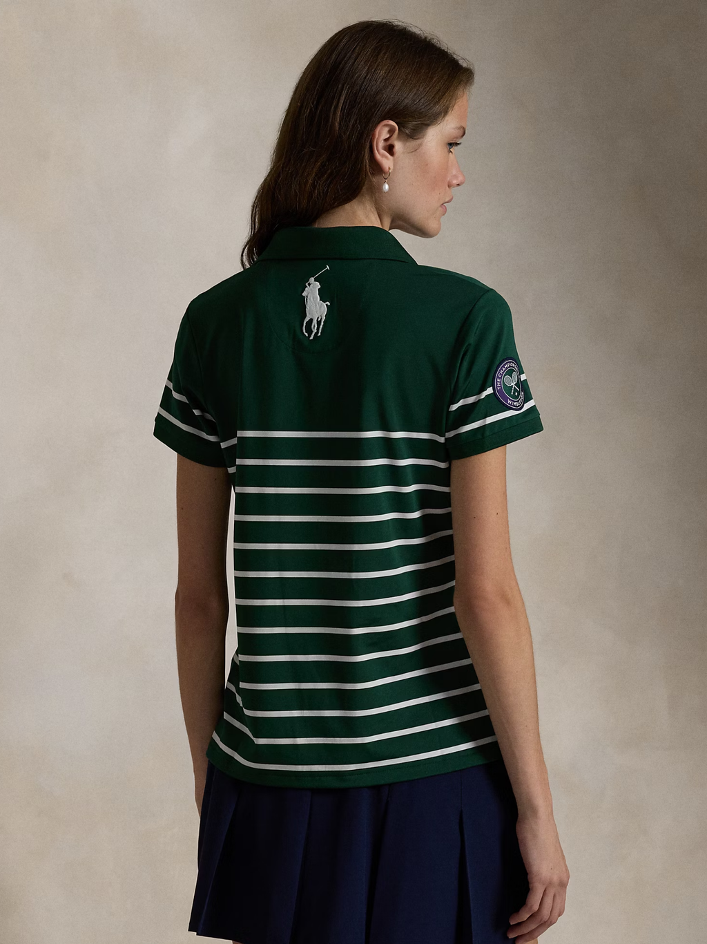 RALPH LAUREN WOMEN Wimbledon Tailored Fit Greensperson Polo Northwest Pine/White