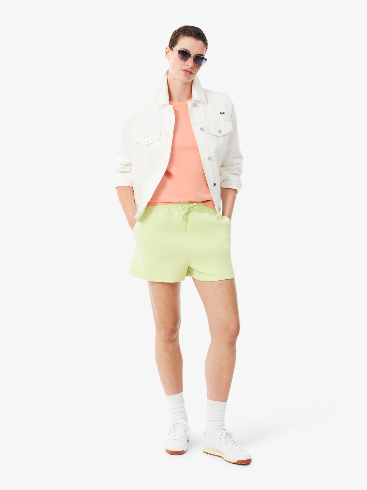 LACOSTE WOMEN Soft Cotton Three Quarter Sleeve T-shirt Coral Pink