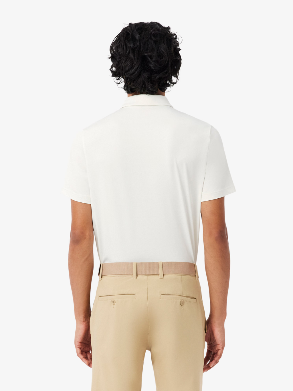 LACOSTE Ultra Dry Stretch Colour-Block Golf Polo Shirt White/Beige