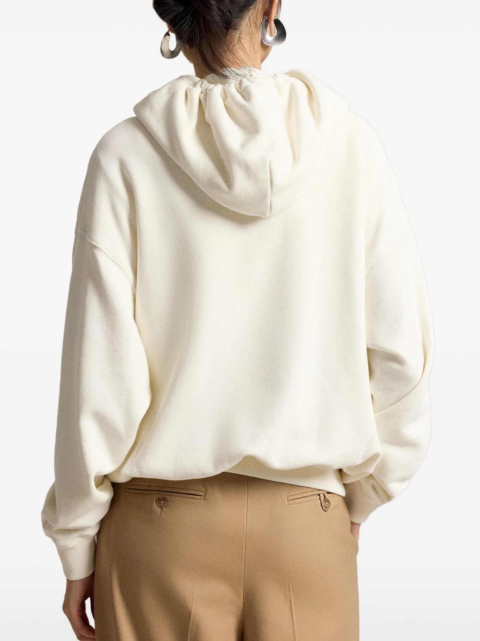 RALPH LAUREN WOMEN Polo Bear Lightweight Fleece Hoodie Warm White
