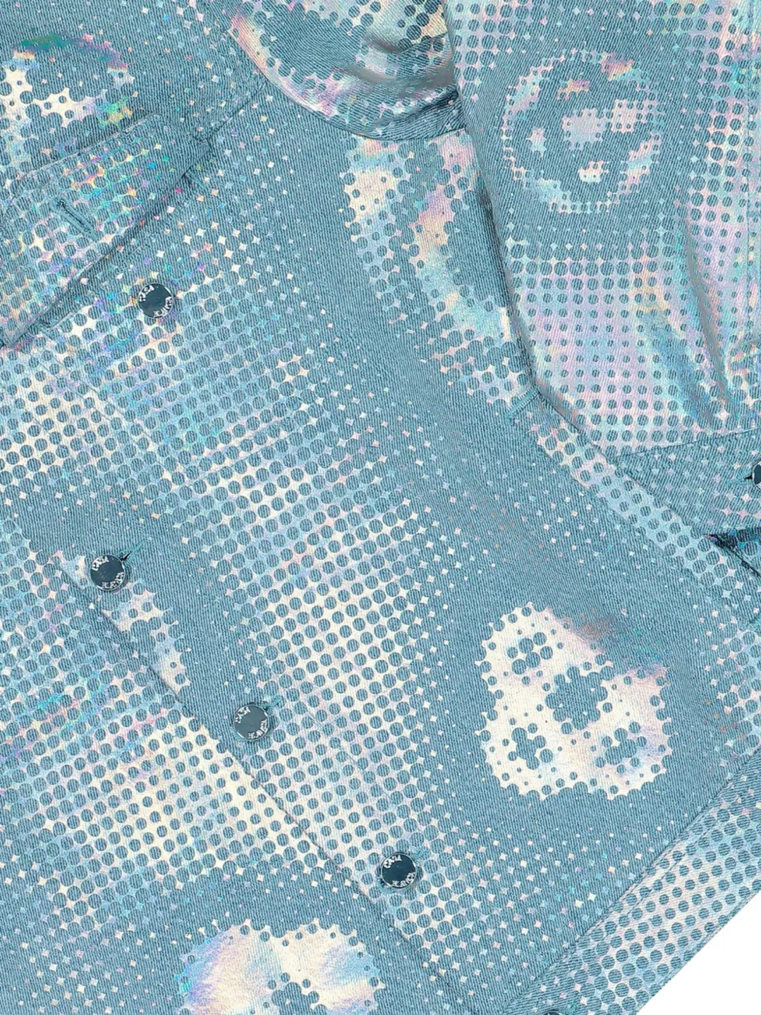 CASABLANCA Pearlescent Monogram Denim Jacket Blue