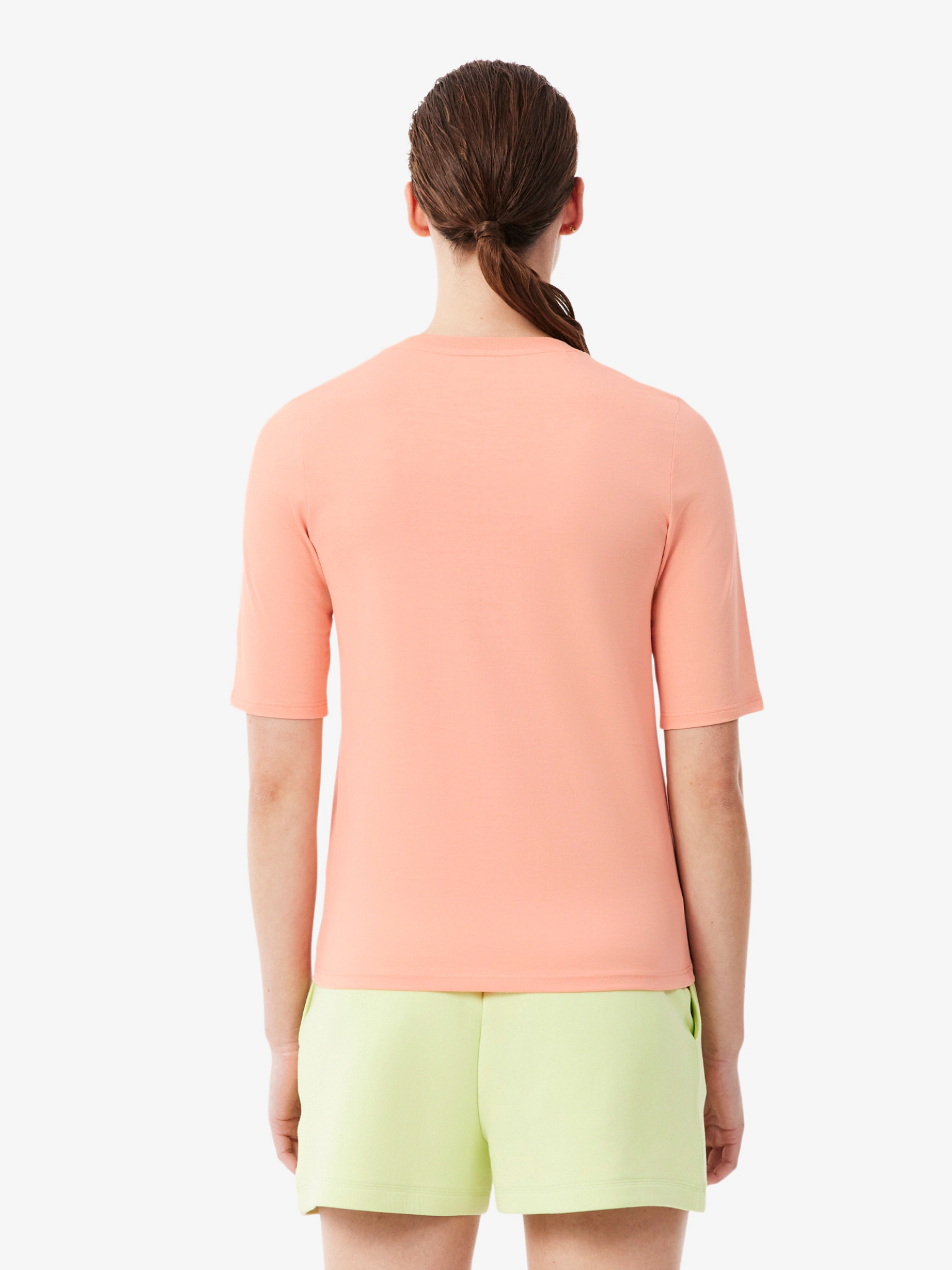 LACOSTE WOMEN Soft Cotton Three Quarter Sleeve T-shirt Coral Pink