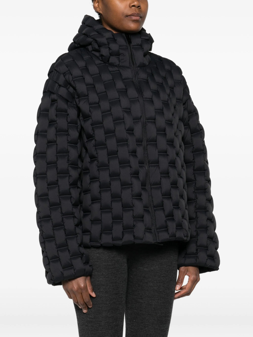 RAXXY 3D Down-Filled Woven Puffer Piumino Parka Coat Jacket Black