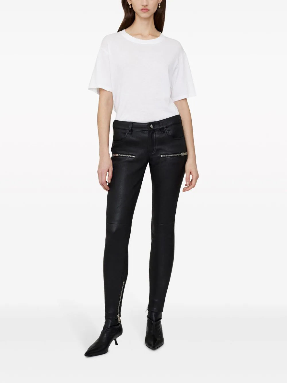 ANINE BING WOMEN Remy Leather Skinny Trousers Black