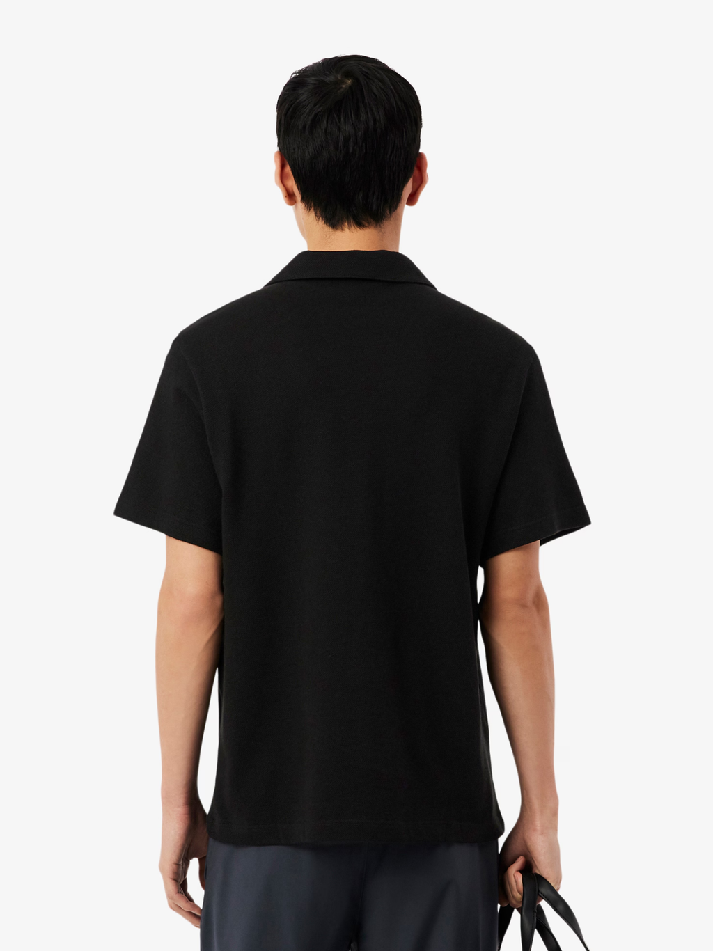 LACOSTE Classic Fit Cotton-Linen Polo Black