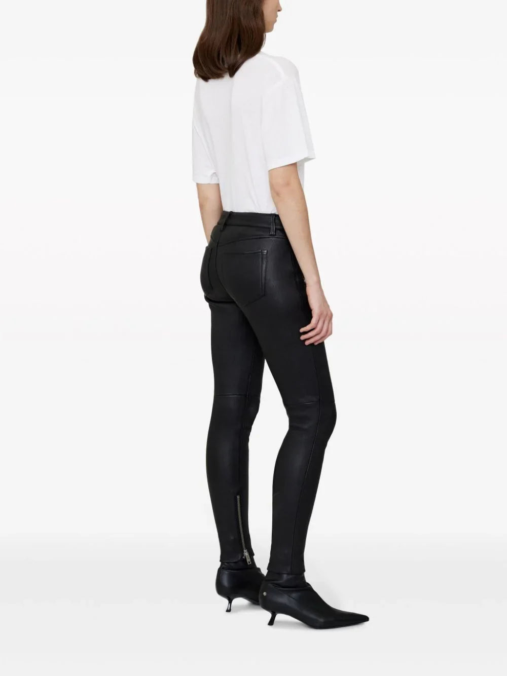 ANINE BING WOMEN Remy Leather Skinny Trousers Black