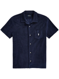RALPH LAUREN Custom Slim Fit Terry Camp Shirt Navy