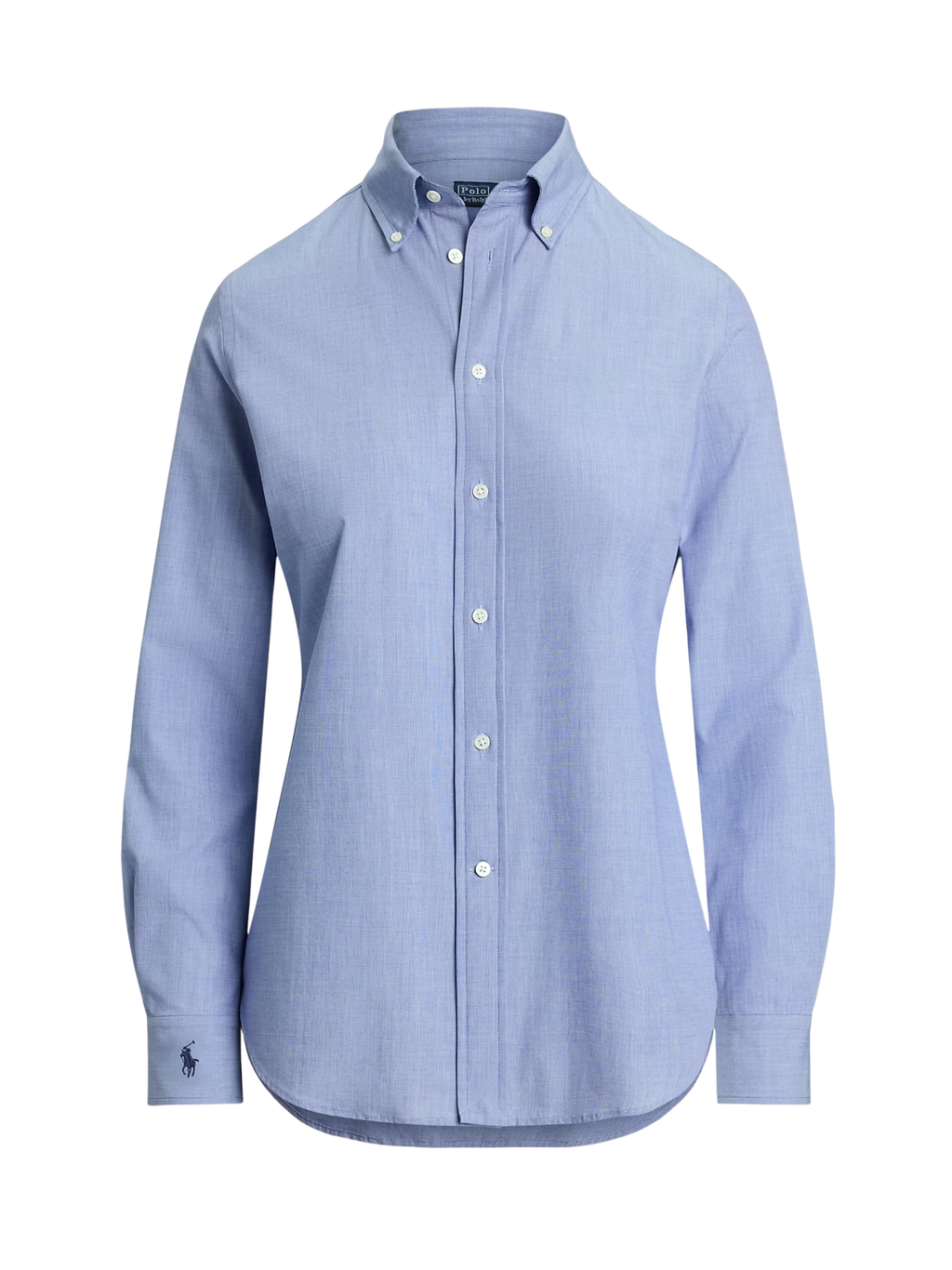 RALPH LAUREN WOMEN End-on-End Stretch Slim Fit Cotton Shirt Dark Royal