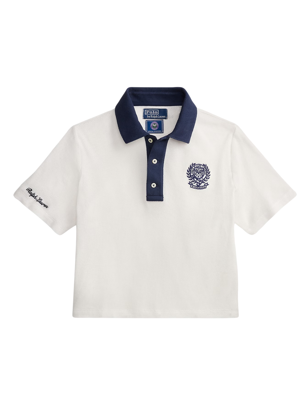 RALPH LAUREN WOMEN Wimbledon Cotton Polo Shirt Deckwash White/Refined Navy