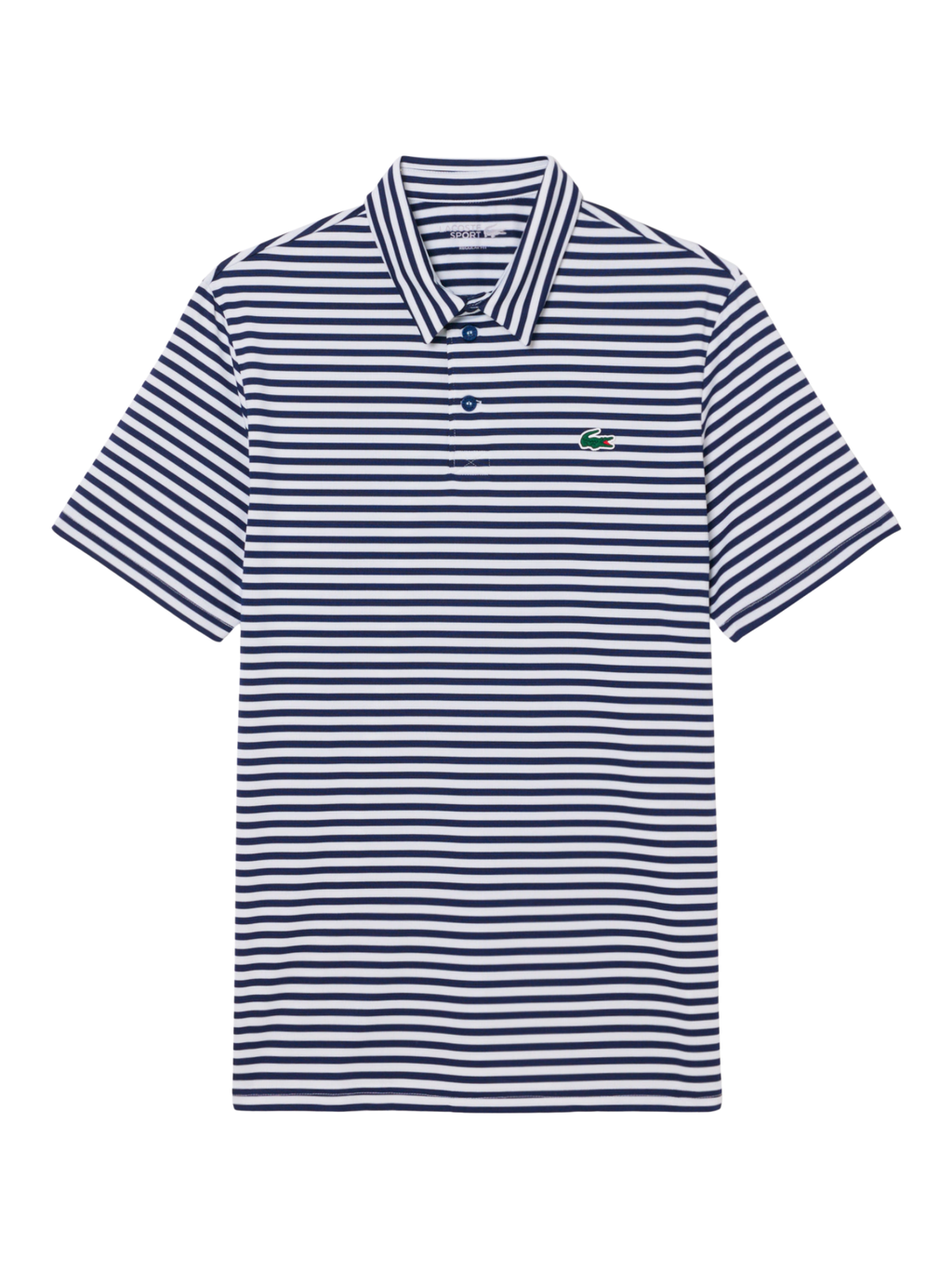 LACOSTE Regular Fit Ultra Dry Striped Golf Polo Shirt Navy Blue/White