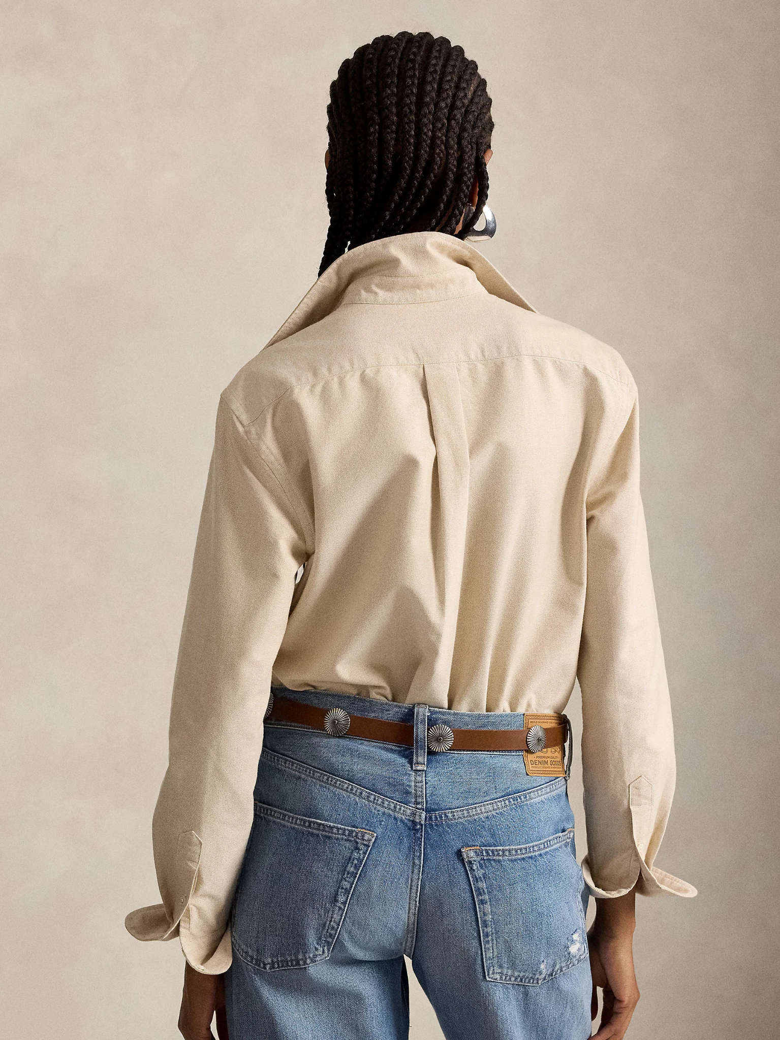 RALPH LAUREN WOMEN The Iconic Classic Fit Oxford Shirt Tan