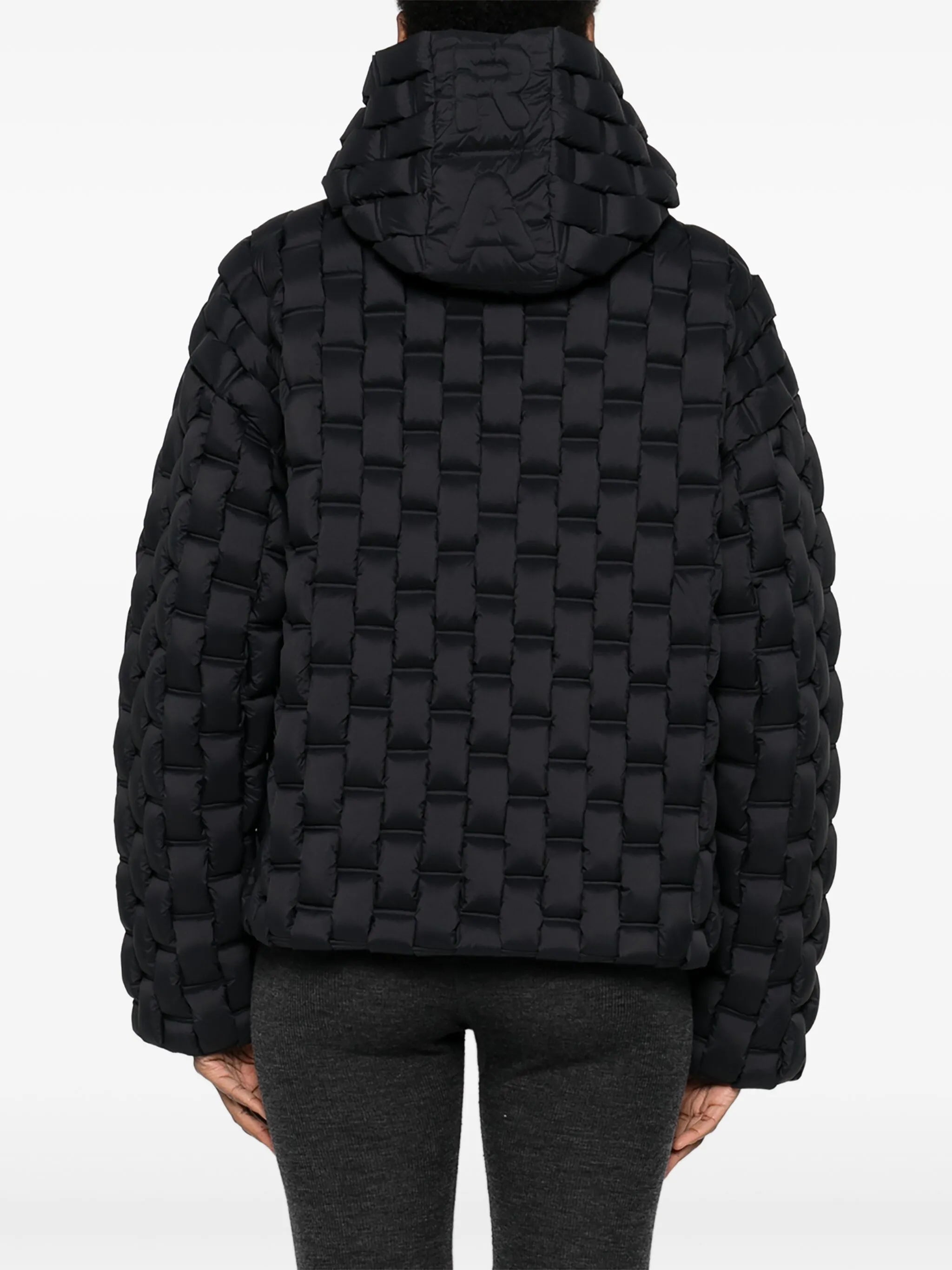 RAXXY 3D Down-Filled Woven Puffer Piumino Parka Coat Jacket Black