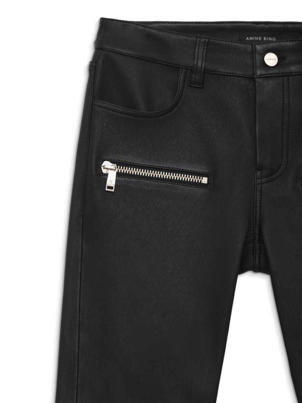 ANINE BING WOMEN Remy Leather Skinny Trousers Black