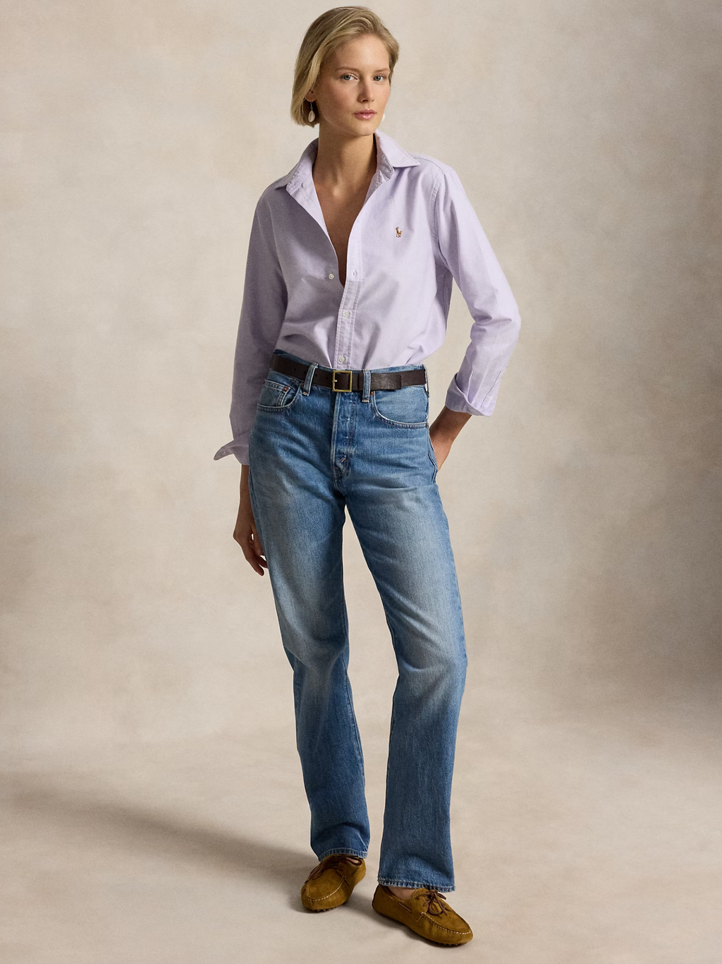 RALPH LAUREN WOMEN The Iconic Classic Fit Oxford Shirt Sky Lavender