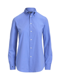 RALPH LAUREN WOMEN End-on-End Stretch Slim Fit Cotton Shirt Blue