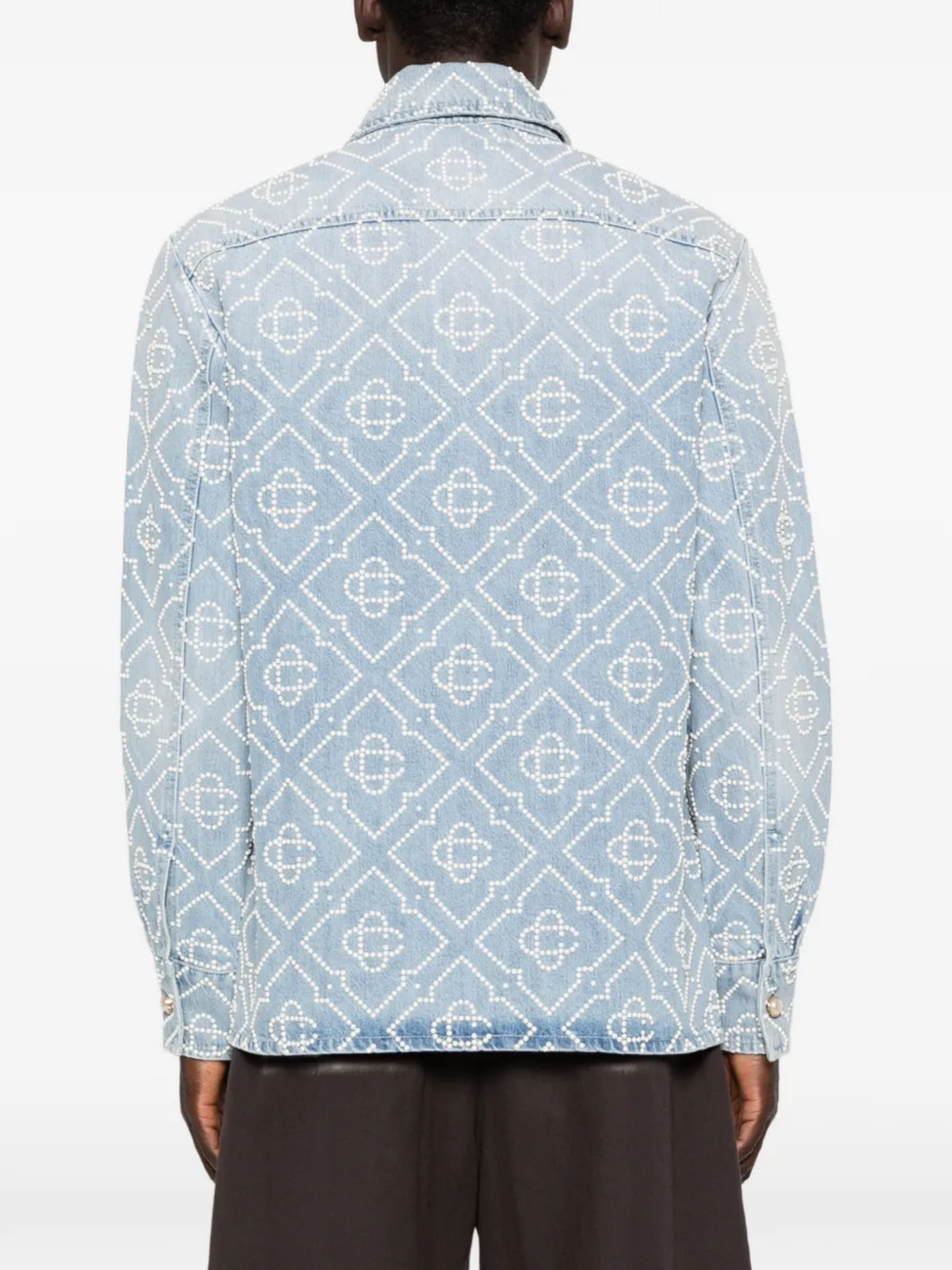CASABLANCA Pearl Monogram Denim Shirt Blue