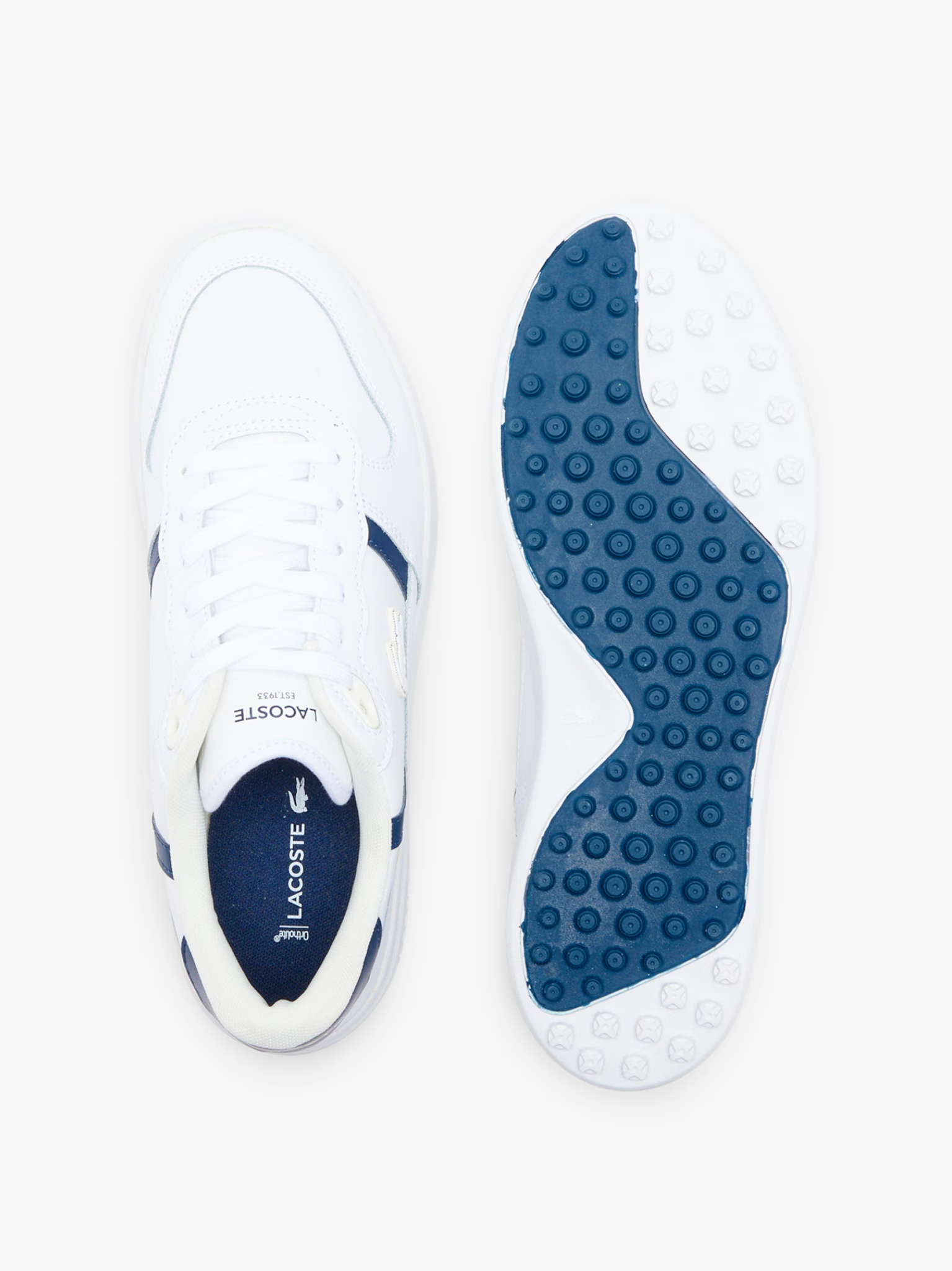 LACOSTE T-Clip Golf Leather Golf Shoes White/Navy