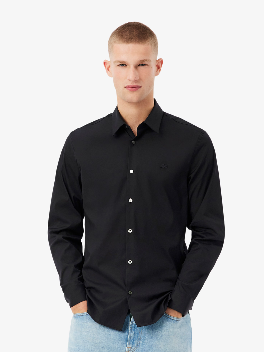 LACOSTE Slim Fit Stretch Poplin Shirt Black