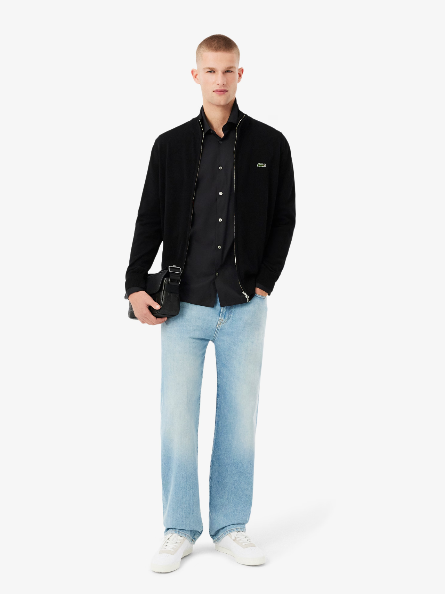 LACOSTE Slim Fit Stretch Poplin Shirt Black