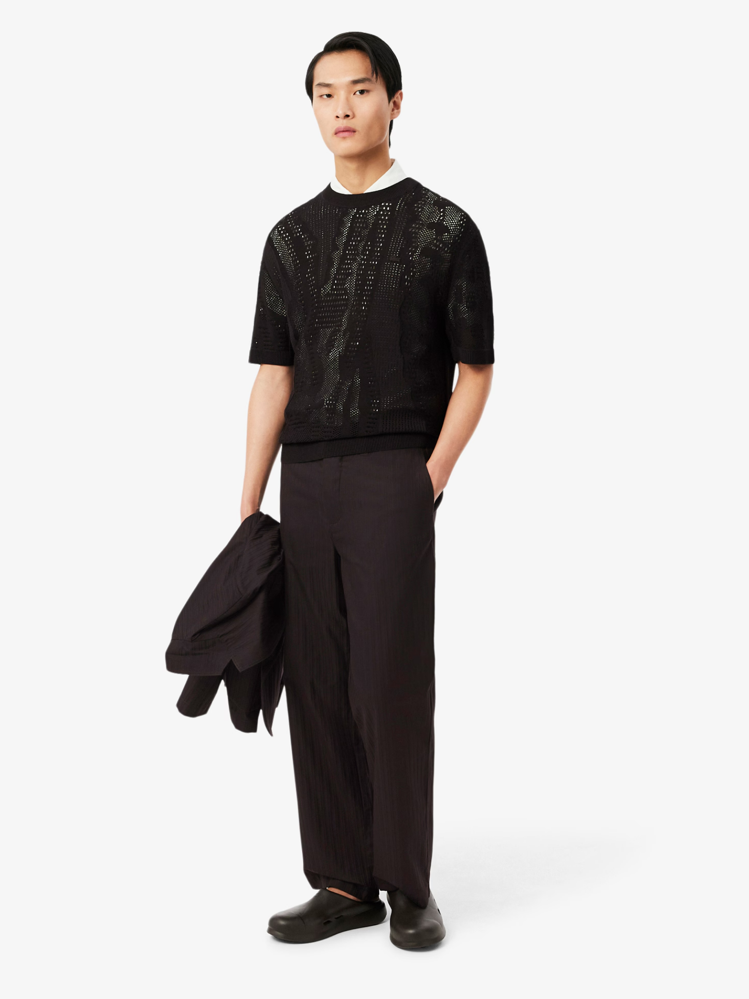LACOSTE Straight Fit Striped Cotton Suit Pants Brown