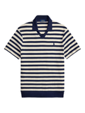 RALPH LAUREN Striped Pointelle-Ribbed Polo Shirt Newport Navy/Cream