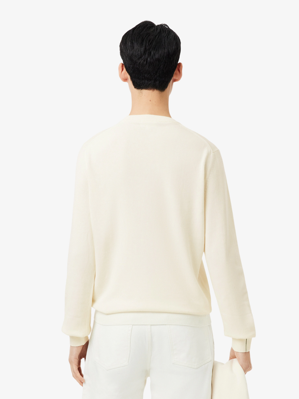 LACOSTE Monochrome Crew Neck Cotton Sweater White