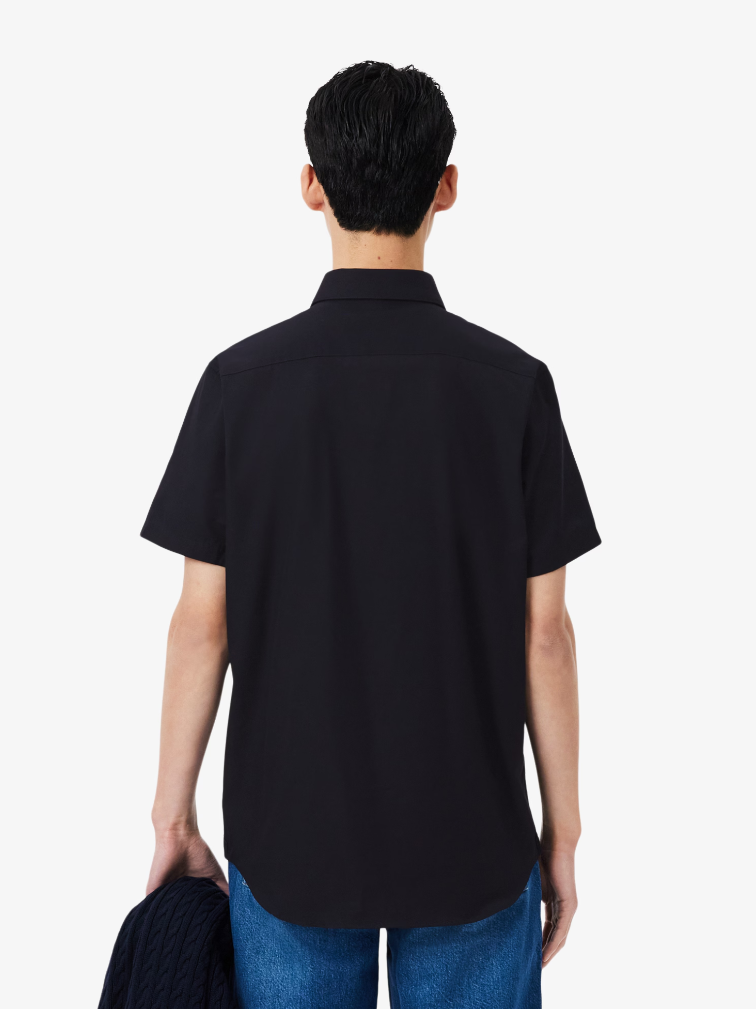 LACOSTE Regular Fit Short Sleeved Cotton Shirt Navy Blue