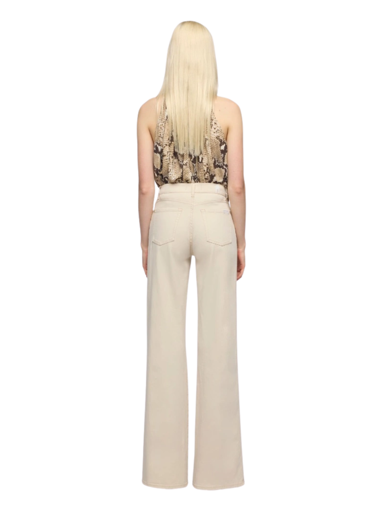 7 FOR ALL MANKIND WOMEN Lotta High Waist Wide Leg Jeans Beige