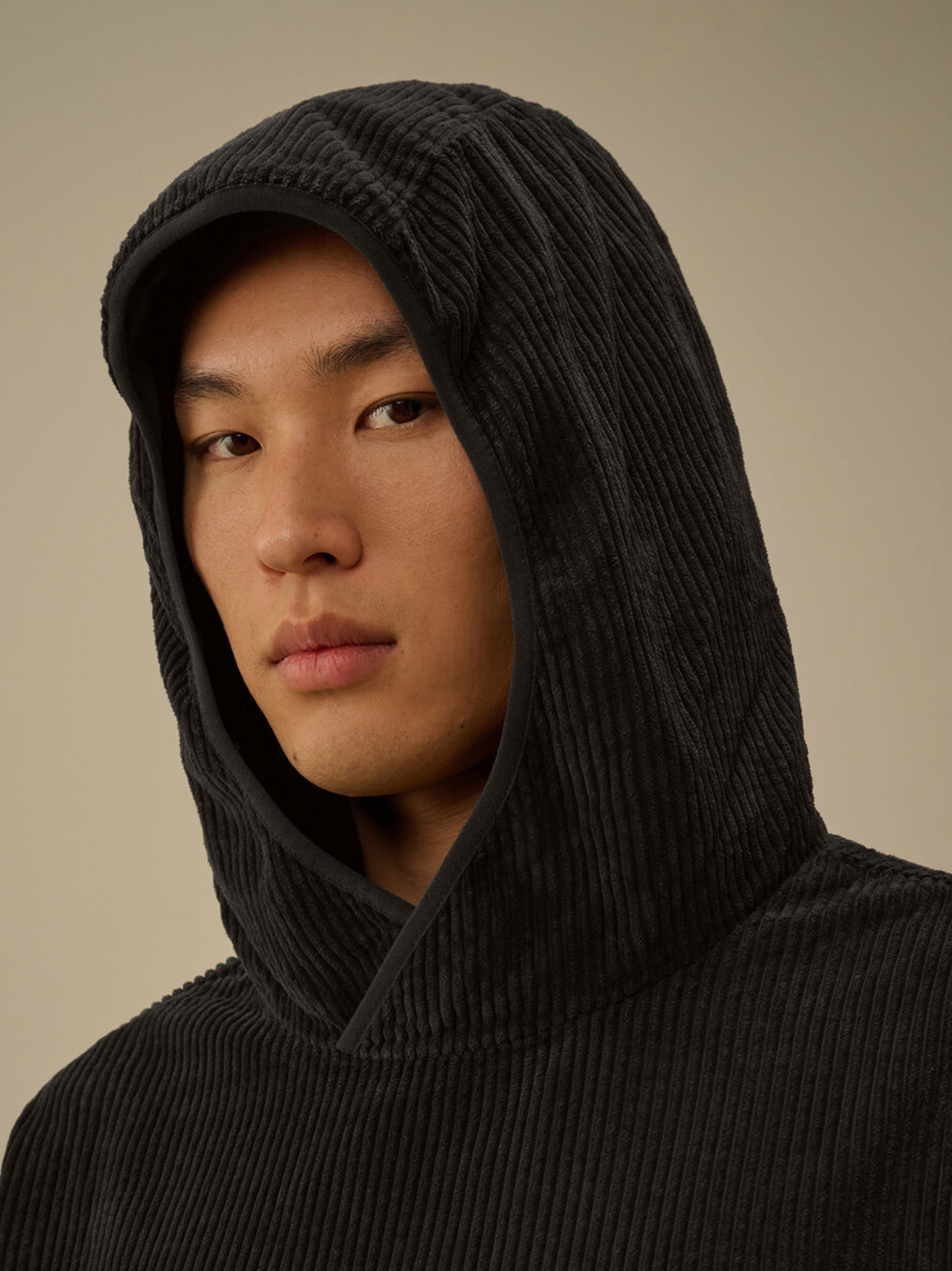 C.P COMPANY Corduroy 350 Lens Hooded Sweatshirt Black