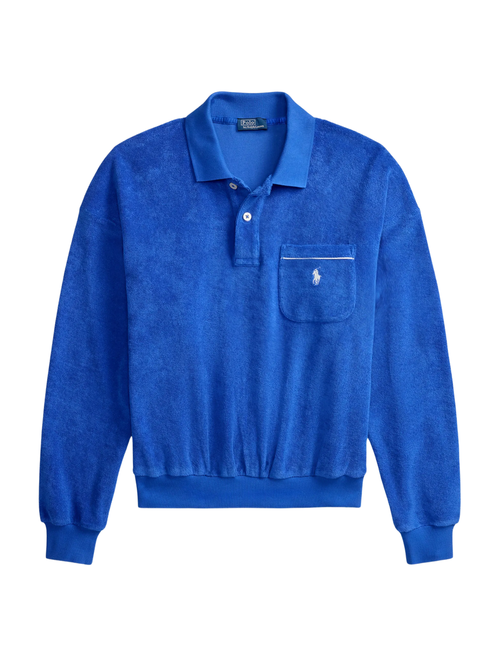 RALPH LAUREN WOMEN Terry Long-sleeve Polo Shirt Gala Blue