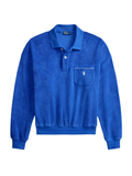 RALPH LAUREN WOMEN Terry Long-sleeve Polo Shirt Gala Blue