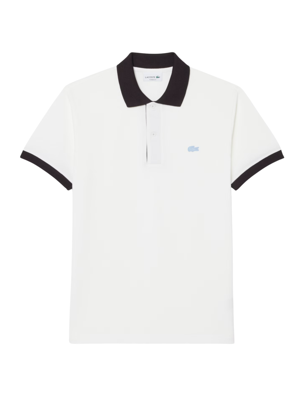 LACOSTE Classic Fit Contrast Rib Polo Shirt White