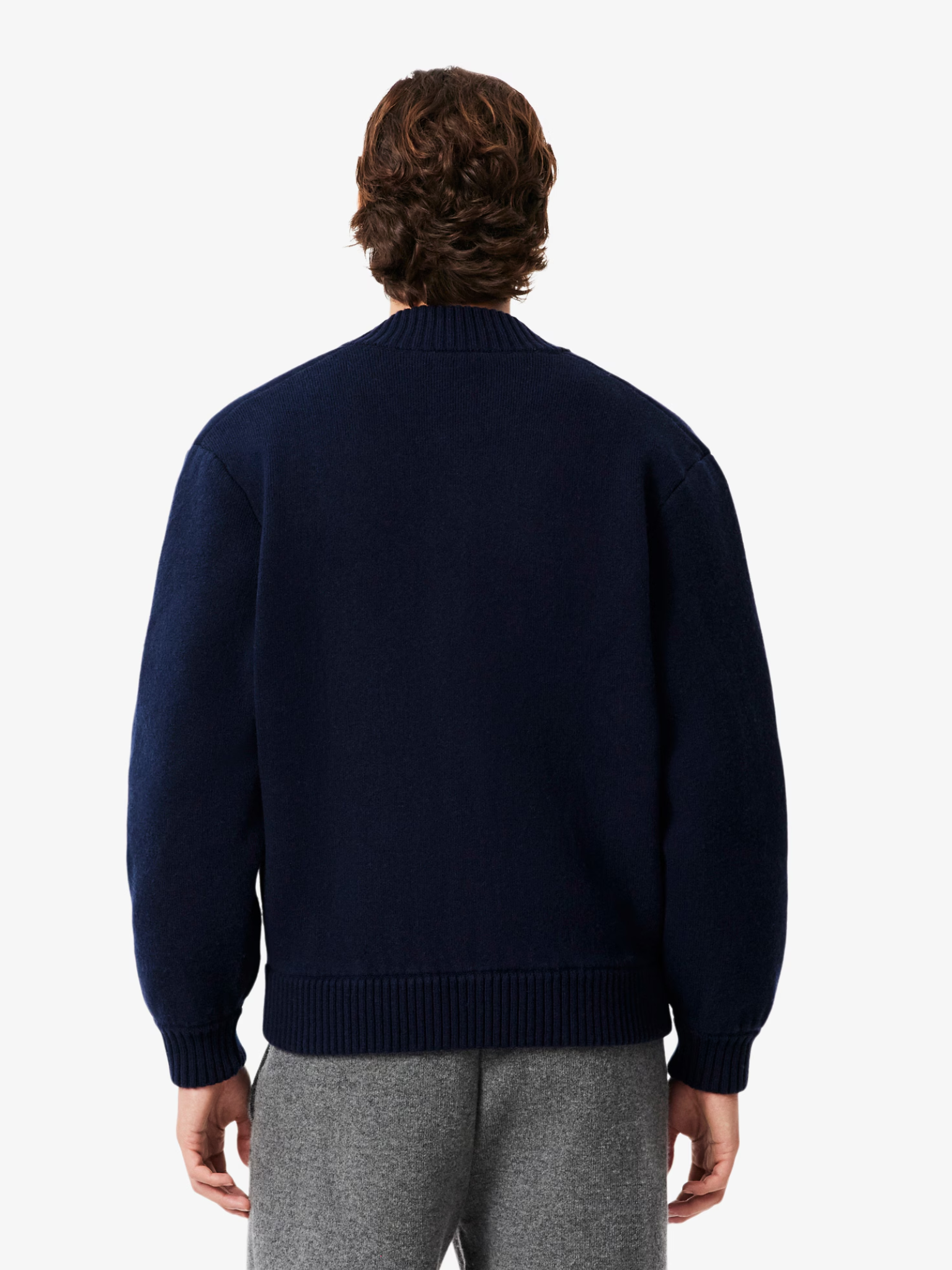 LACOSTE Merino Wool Jersey Bomber Jacket Midnight Blue