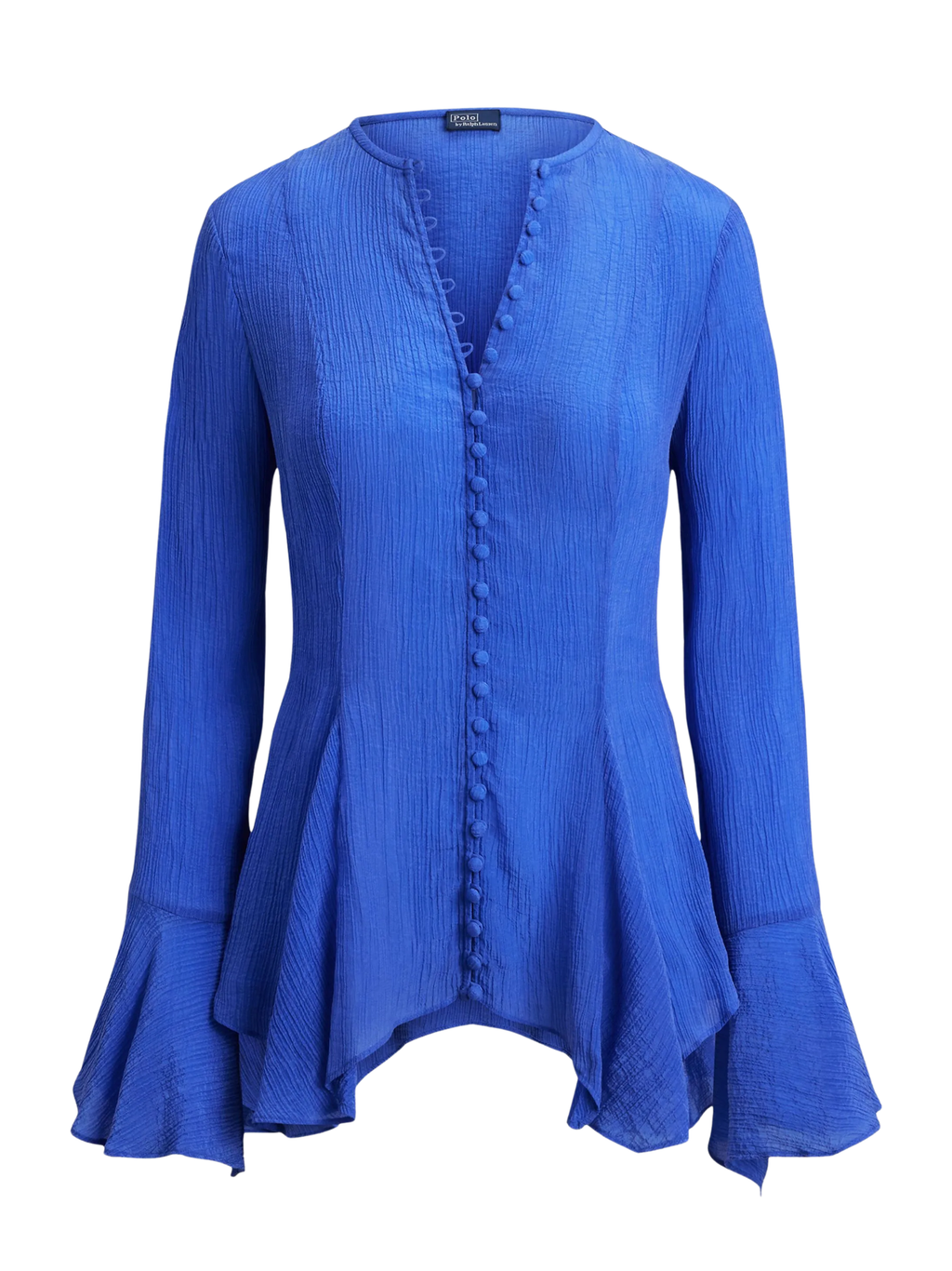 RALPH LAUREN WOMEN Crinkled Button-front Top Indigo Sky