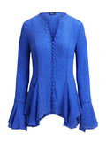 RALPH LAUREN WOMEN Crinkled Button-front Top Indigo Sky