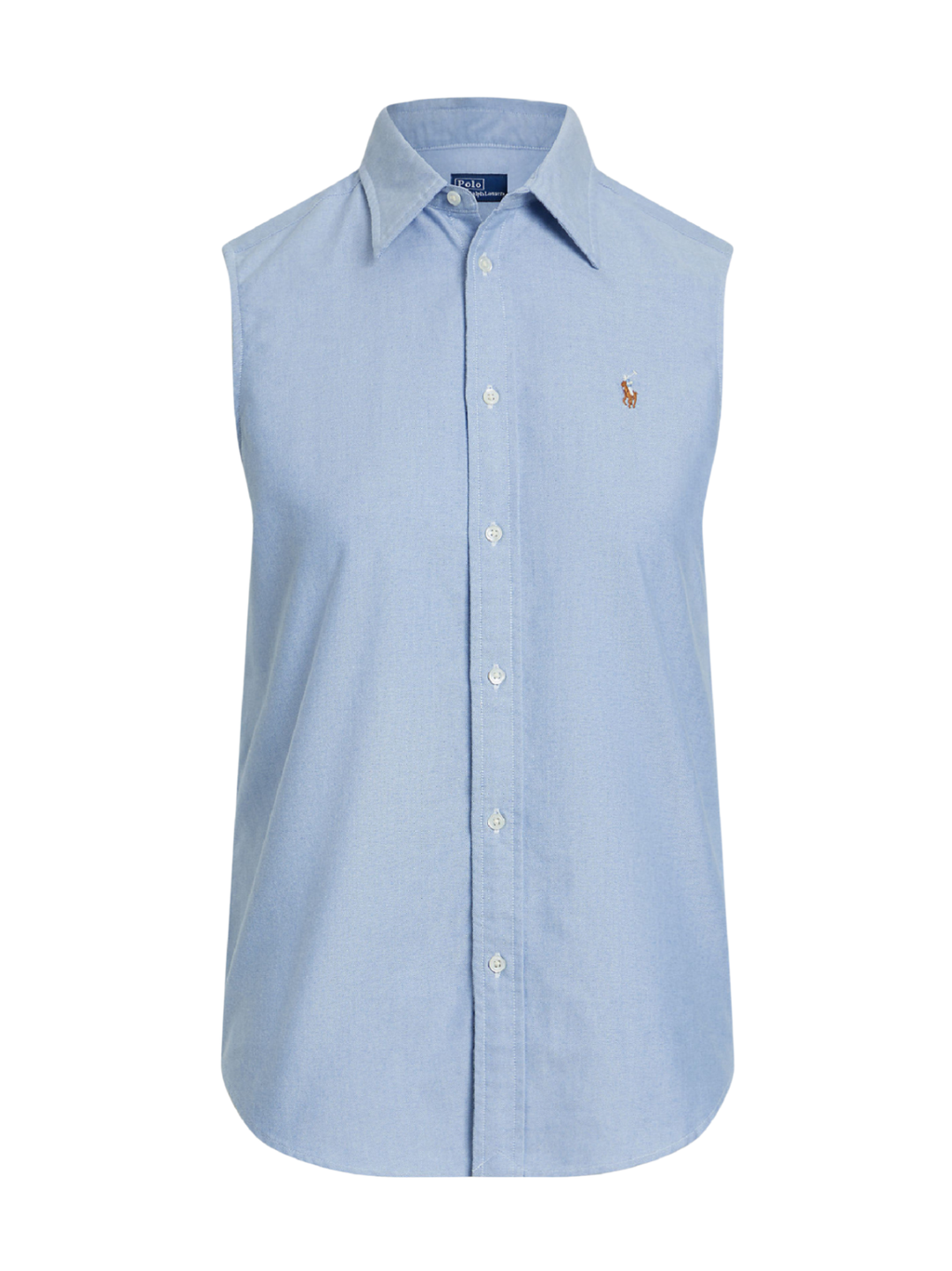 RALPH LAUREN WOMEN Cotton Oxford Sleeveless Shirt Blue