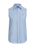 RALPH LAUREN WOMEN Cotton Oxford Sleeveless Shirt Blue