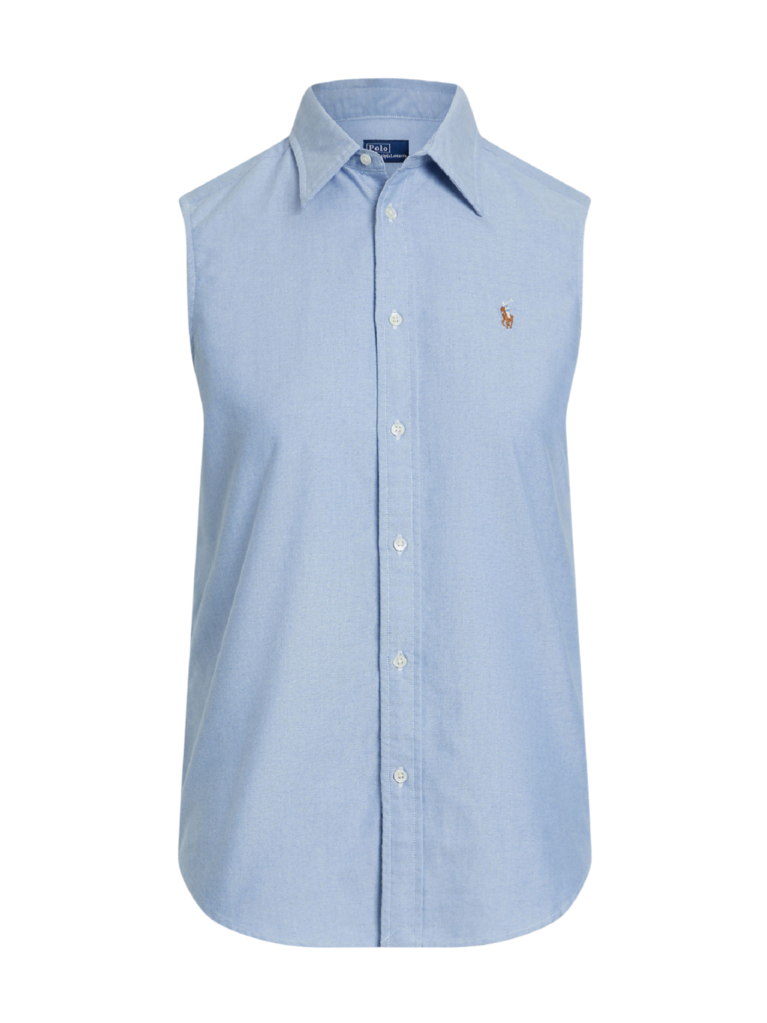 RALPH LAUREN WOMEN Cotton Oxford Sleeveless Shirt Blue