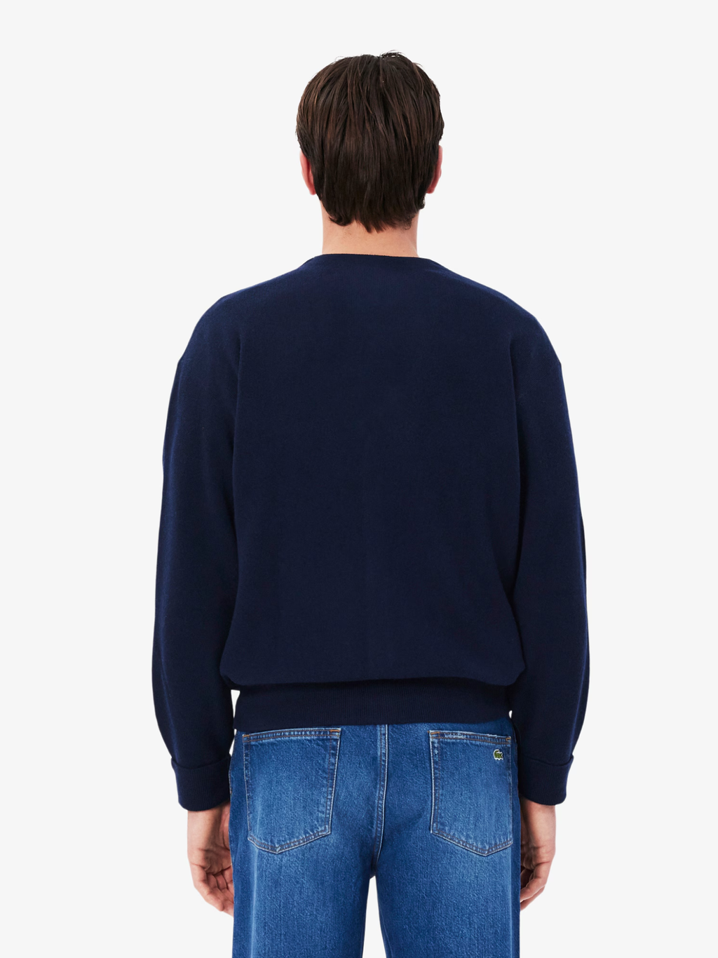 LACOSTE Relaxed Fit Carded Wool Cardigan Midnight Blue