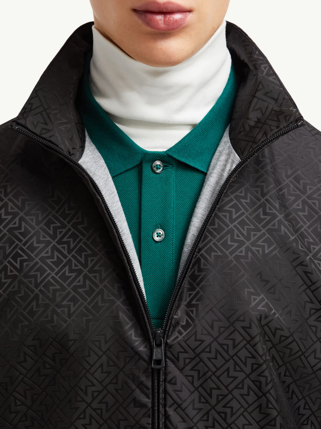MONCLER Vanoise Monogram Jacquard Windbreaker Black