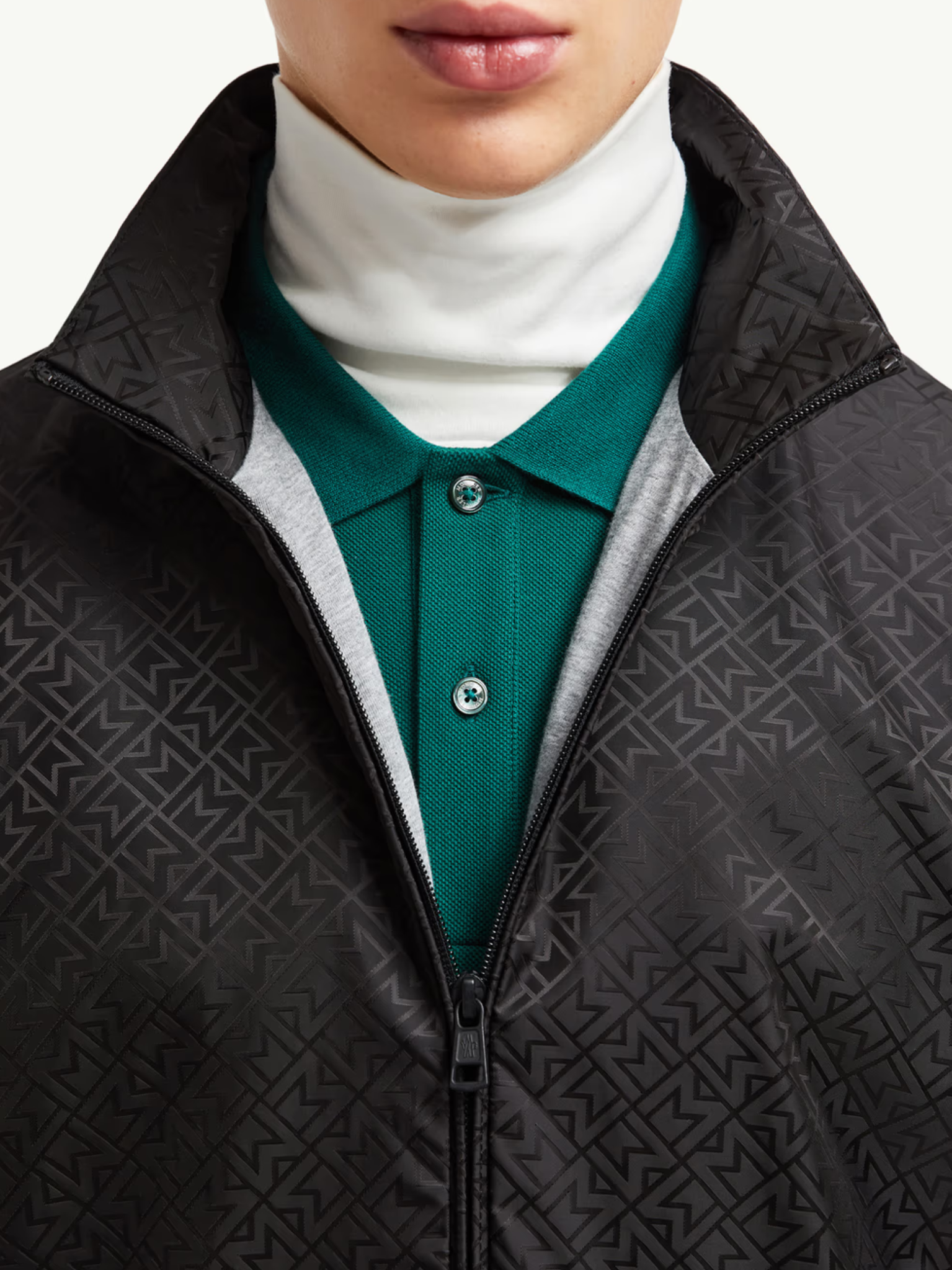 MONCLER Vanoise Monogram Jacquard Windbreaker Black