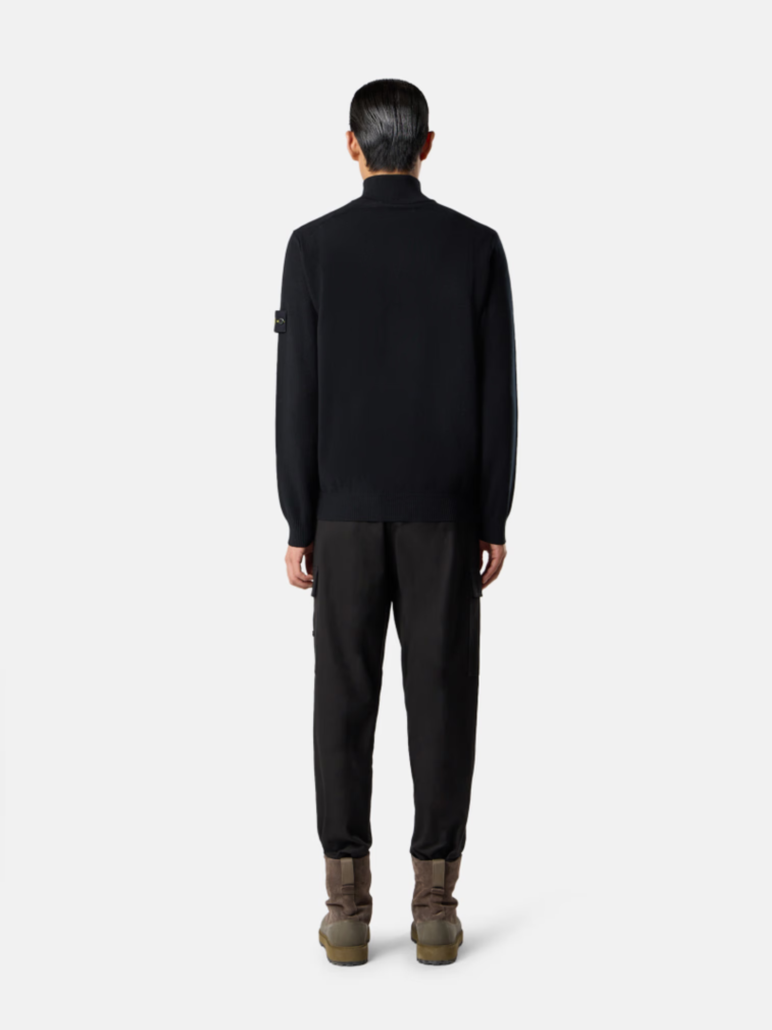 STONE ISLAND Wool Half Button Jumper Black